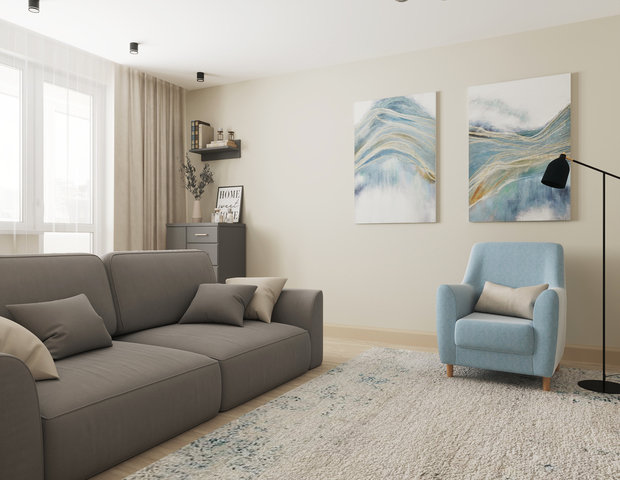 Фото из портфолио Проект однокомнатной квартиры – фотографии дизайна интерьеров на INMYROOM