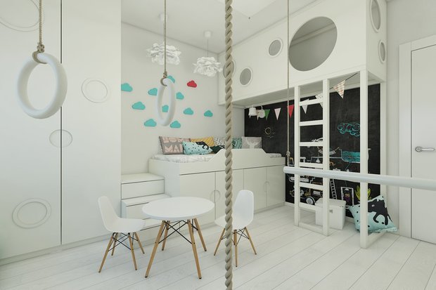 Фотография: Детская в стиле Скандинавский, Квартира, Проект недели, Москва, Григорий Лопатка, Юлия Лопатка, ДизайновТочкаРу, новостройка, Монолитный дом, И-155, 2 комнаты, 40-60 метров, 60-90 метров – фото на INMYROOM