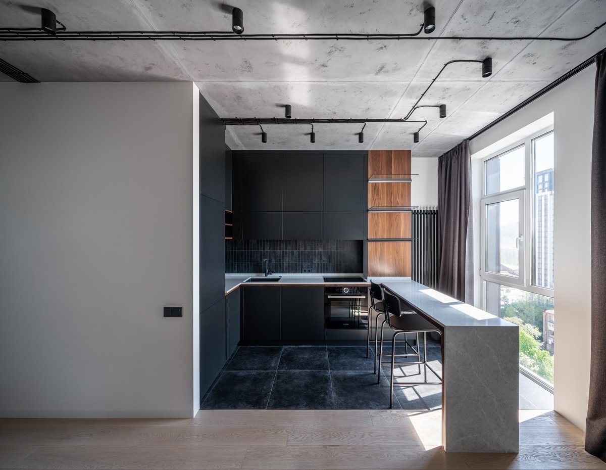 Фотография: Кухня и столовая в стиле Современный, Минимализм, Квартира, Студия, Проект недели, Киев, Lauri Brothers, Юрий Лаури, Сергей Лаури, Дмитрий Роганов – фото на INMYROOM