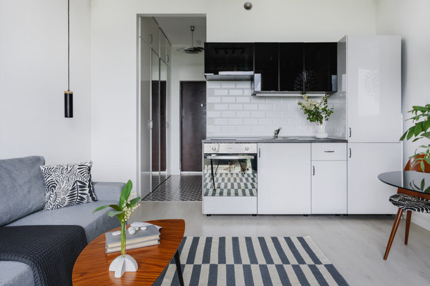 Фотография: Кухня и столовая в стиле Скандинавский, Современный, Малогабаритная квартира, Квартира, Студия, Проект недели, Москва, до 40 метров, Ирина Бебешина – фото на INMYROOM