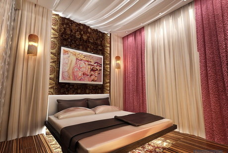 Спальня с гардеробной 16 кв. м в современном стиле