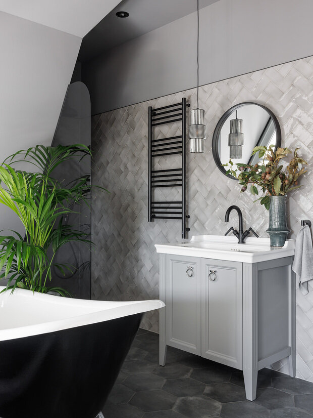 Фотография: Ванная в стиле Скандинавский, Современный, Эклектика, Квартира, Проект дня, Санкт-Петербург, Кирпичный дом, 3 комнаты, Более 90 метров, Елена Булович – фото на INMYROOM