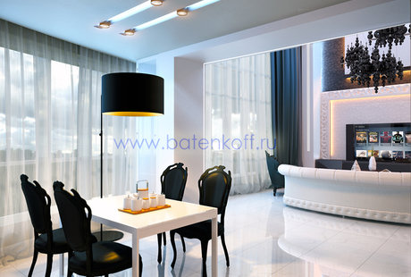 Дизайн проект кухни в двух уровневом пентхаусе в ЖК Антарес от Батенькофф