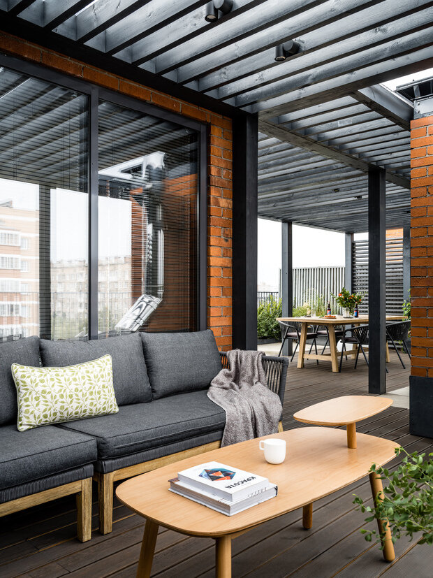 Фотография: Терраса в стиле Лофт, Современный, Эко, Квартира, Проект недели, Москва, Кирпичный дом, 3 комнаты, Более 90 метров, Сергей Клочков, #эксклюзивныепроекты, Dinamika Architects – фото на INMYROOM