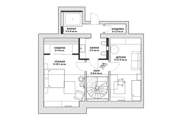 Фото из портфолио Двухуровневая квартира в стиле Лофт – фотографии дизайна интерьеров на INMYROOM
