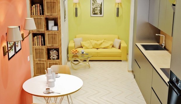 Фотография: Кухня и столовая в стиле Современный, Малогабаритная квартира, Квартира, Дома и квартиры, Перепланировка – фото на INMYROOM