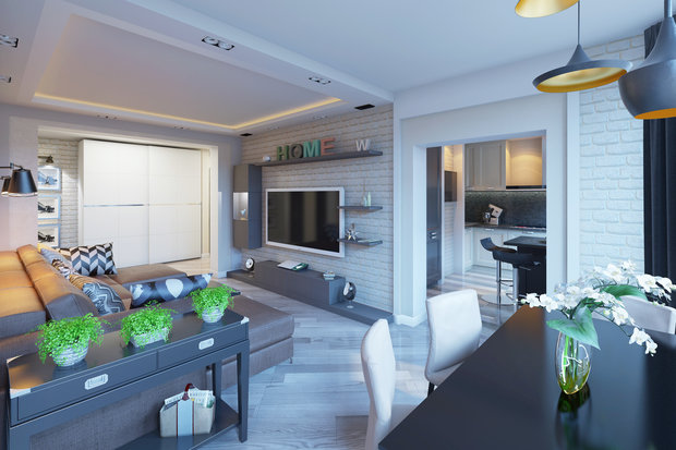 Фото из портфолио Современная квартира с мужским характером – фотографии дизайна интерьеров на INMYROOM