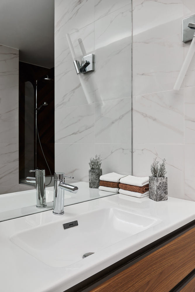 Фотография: Ванная в стиле Современный, Квартира, Проект недели, Новая Москва, 2 комнаты, 40-60 метров, Татьяна Домарацкая – фото на INMYROOM Фотография: Ванная в стиле Современный, Квартира, Проект недели, Новая Москва, 2 комнаты, 40-60 метров, Татьяна Домарацкая – фото на INMYROOM