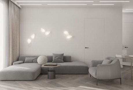 Дизайн интерьера квартиры в белом минимализме