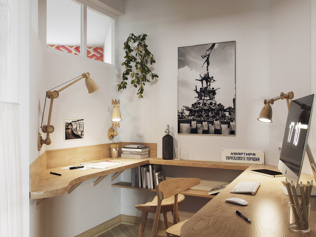 Фотография: Кабинет в стиле Скандинавский, Современный, Квартира, Проект недели, Москва, Сталинка, 3 комнаты, 60-90 метров, Маргарита Рассказова – фото на INMYROOM