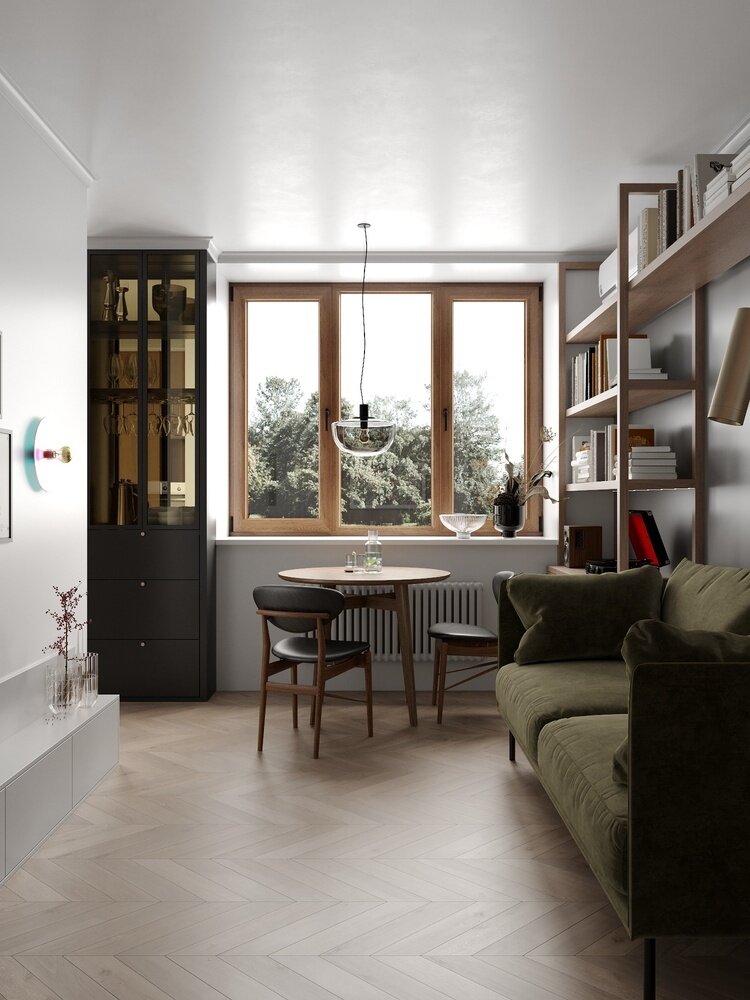 Фотография: Гостиная в стиле Современный, Винтажный, Квартира, Проект недели, Москва, Кирпичный дом, 2 комнаты, 40-60 метров, DSGN HUB – фото на INMYROOM Фотография: Гостиная в стиле Современный, Винтажный, Квартира, Проект недели, Москва, Кирпичный дом, 2 комнаты, 40-60 метров, DSGN HUB – фото на INMYROOM