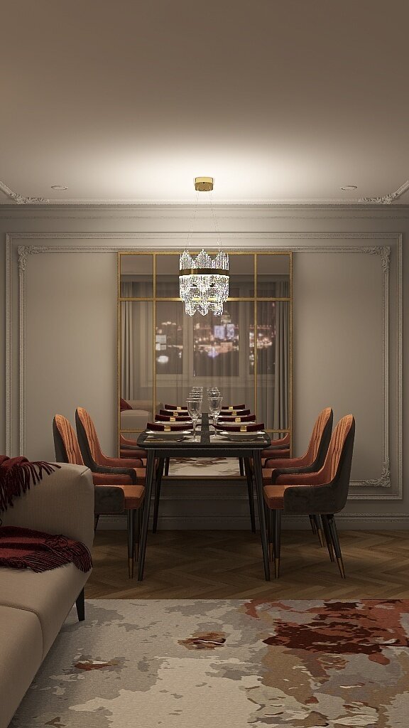 Фото из портфолио Гостиная-столовая неоклассика – фотографии дизайна интерьеров на INMYROOM