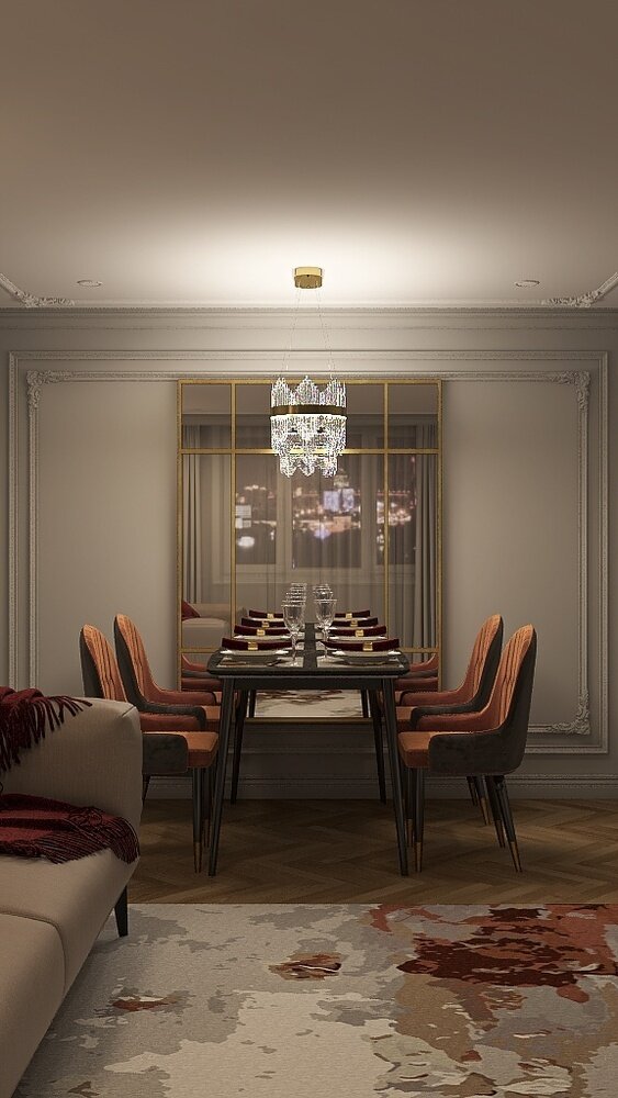 Фото из портфолио Гостиная-столовая неоклассика – фотографии дизайна интерьеров на INMYROOM Фото из портфолио Гостиная-столовая неоклассика – фотографии дизайна интерьеров на INMYROOM