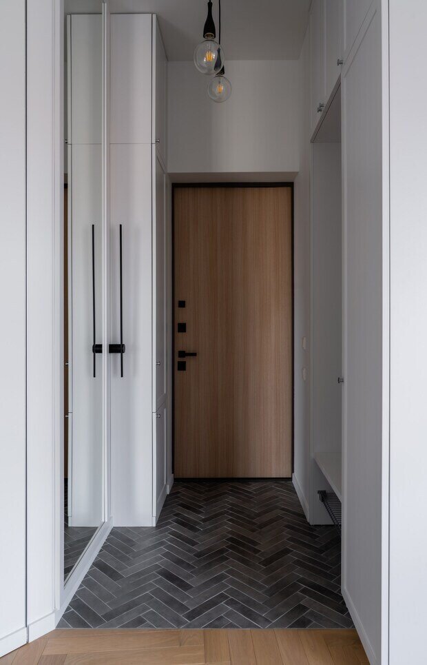 Фотография: Прихожая в стиле Скандинавский, Современный, Малогабаритная квартира, Квартира, Проект дня, Москва, 2 комнаты, до 40 метров, Александра Лаврова – фото на INMYROOM