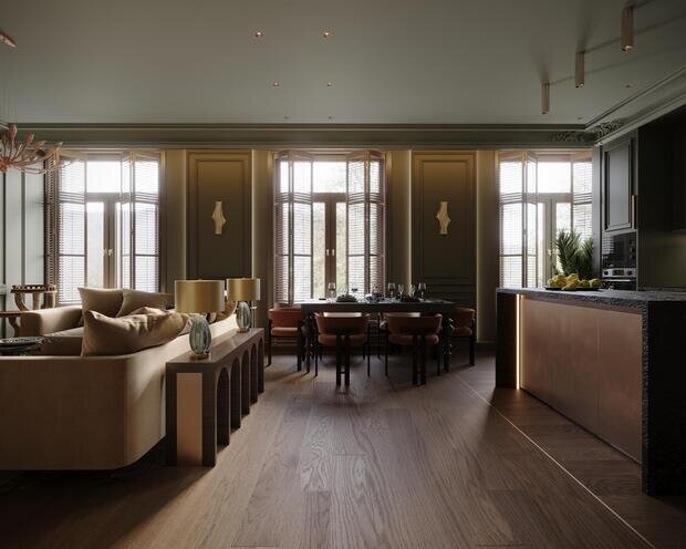 Фото из портфолио Дизайн интерьера квартиры в ЖК «Noble (Нобл)» с элементами американской классики – фотографии дизайна интерьеров на INMYROOM