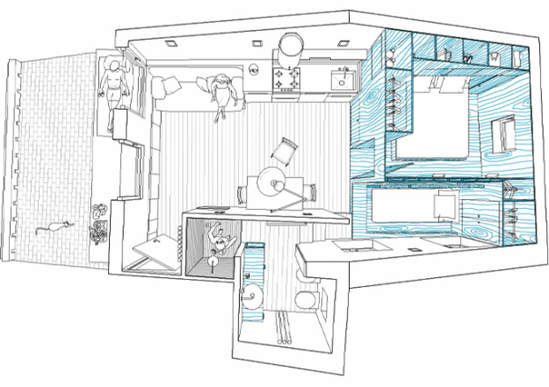 Фотография: Планировки в стиле , Малогабаритная квартира, Квартира, Дома и квартиры – фото на INMYROOM