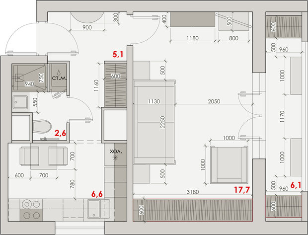 Фотография: Планировки в стиле , Малогабаритная квартира – фото на INMYROOM