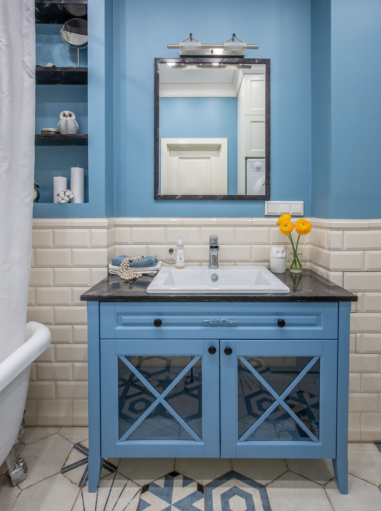 Фотография: Ванная в стиле Классический, Современный, Эклектика, Квартира, Проект недели, Москва, 2 комнаты, 40-60 метров, Didus Design – фото на INMYROOM Фотография: Ванная в стиле Классический, Современный, Эклектика, Квартира, Проект недели, Москва, 2 комнаты, 40-60 метров, Didus Design – фото на INMYROOM