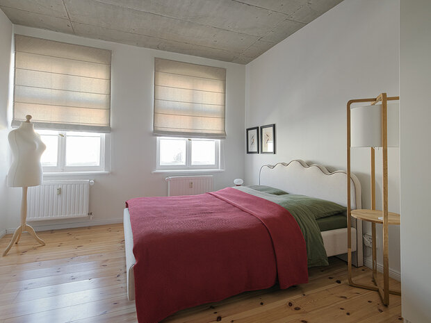 Фотография: Спальня в стиле Скандинавский, Современный, Минимализм, Квартира, Проект дня, Берлин, 2 комнаты, 60-90 метров, современный с элементами минимализма и лофта, Елена Коломейцева – фото на INMYROOM