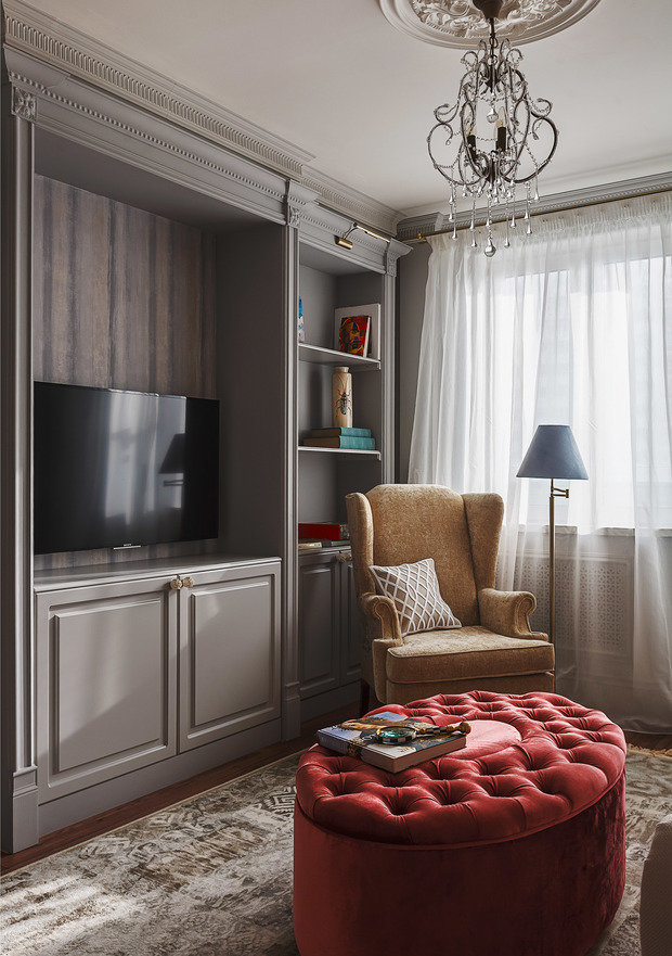 Фотография: Гостиная в стиле Классический, Современный, Эклектика, Квартира, Россия, Проект недели, Новая Москва, Ольга Куликовская-Эшби, Interior Box – фото на INMYROOM