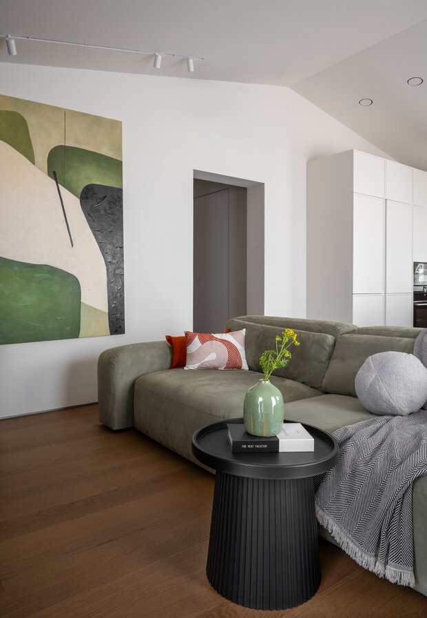 Фотография: Гостиная в стиле Современный, Эко, Дом, Проект дня, Дом и дача, Московская область, 3 комнаты, Индивидуальный проект, современный с элементами минимализма и скандинавского стиля, Анастасия Давиденко – фото на INMYROOM