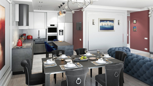 Фото из портфолио Интерьер квартиры в ЖК Wellton Park (95,7 кв.м.) "Палитра" – фотографии дизайна интерьеров на INMYROOM