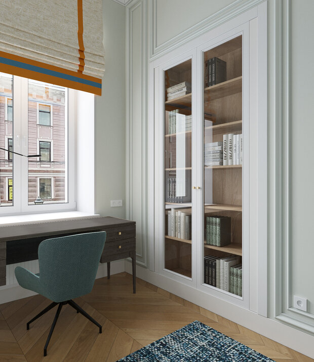 Фотография: Кабинет в стиле Классический, Современный, Эклектика, Квартира, Проект недели, Санкт-Петербург, Кирпичный дом, 4 и больше, Более 90 метров, Osterman Interiors, Маргарита Остерман – фото на INMYROOM