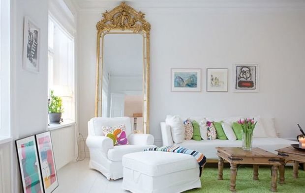 Фотография: Гостиная в стиле Скандинавский, Квартира, Цвет в интерьере, Дома и квартиры – фото на INMYROOM