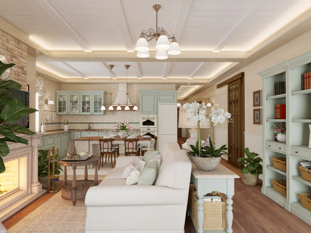 Фотография: Кухня и столовая в стиле Прованс и Кантри, Современный, Дом, Проект недели, Дом и дача, Истринский район, Студия Волковых, 4 и больше, Более 90 метров – фото на INMYROOM