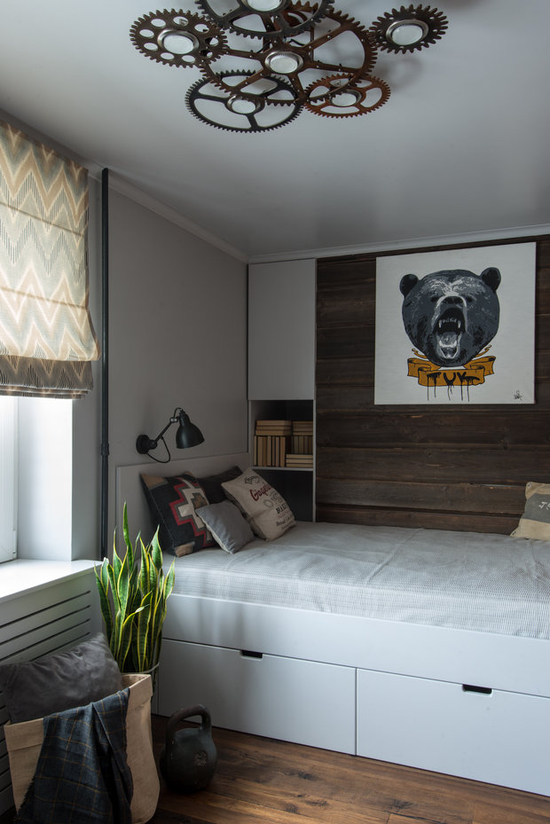 Фотография: Детская в стиле Лофт, Эклектика, Квартира, Проект недели, Москва, Блочный дом, 3 комнаты, 60-90 метров, И-209, Людмила Данилевич – фото на INMYROOM