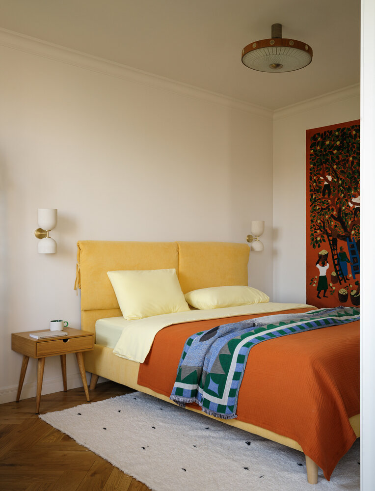 Фотография: Спальня в стиле Скандинавский, Современный, Малогабаритная квартира, Квартира, Проект дня, Москва, Хамовники, Хрущевка, 2 комнаты, 40-60 метров, Анастасия Заркуа – фото на INMYROOM