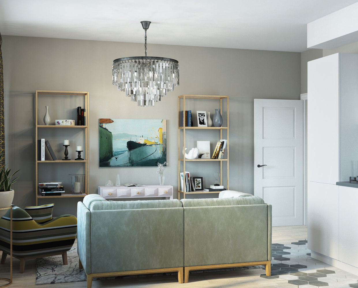 Фотография: Гостиная в стиле Современный, Эклектика, Квартира, Проект недели, Москва, 3 комнаты, 60-90 метров, Ксения Мезенцева – фото на INMYROOM Фотография: Гостиная в стиле Современный, Эклектика, Квартира, Проект недели, Москва, 3 комнаты, 60-90 метров, Ксения Мезенцева – фото на INMYROOM