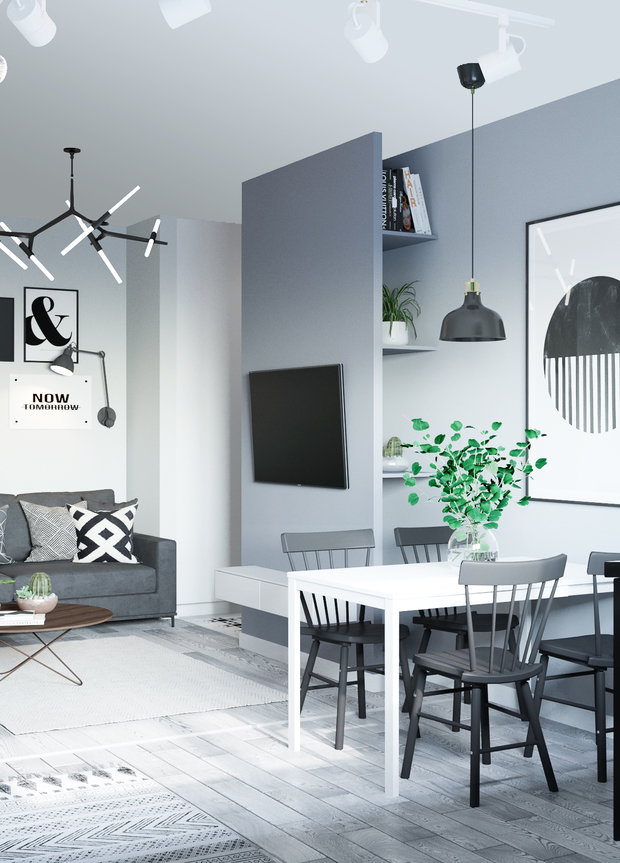 Фотография: Кухня и столовая в стиле Скандинавский, Квартира, Проект недели, Минск, 3 комнаты, 60-90 метров, Монолитно-кирпичный, Ирина Горячко – фото на INMYROOM