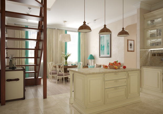 Фотография: Кухня и столовая в стиле Классический, Современный, Квартира, Проект недели, Москва, Студия 3.14, Тимур Абдрахманов, Старый фонд, Мария Легчанова, двухэтажная квартира, Кирпичный дом, 4 и больше, Более 90 метров – фото на INMYROOM