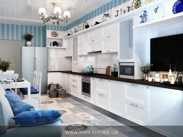 Фото из портфолио Классическая кухня в бело-голуюых тонах – фотографии дизайна интерьеров на INMYROOM