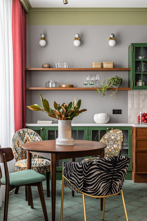 Фотография: Кухня и столовая в стиле Современный, Эклектика, Квартира, Проект дня, Москва, Фили, 2 комнаты, 40-60 метров, Валерия Анисимова, современный с элементами эклектики, Анастасия Ярышева – фото на INMYROOM