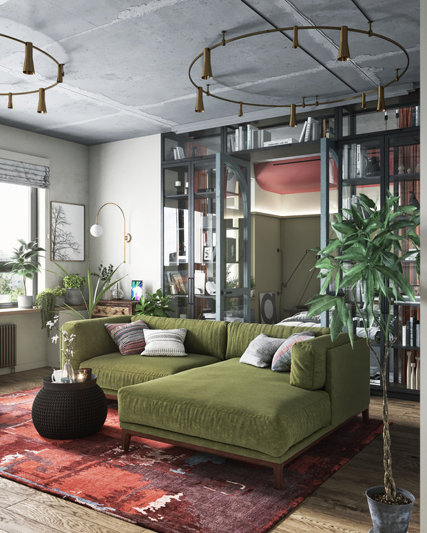 Фотография: Гостиная в стиле Эклектика, Квартира, Проект недели, Москва, ToTaste Studio, 3 комнаты, 60-90 метров – фото на INMYROOM