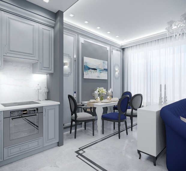 Фото из портфолио Квартира в "Воронцовском парке" в холодных тонах  – фотографии дизайна интерьеров на INMYROOM