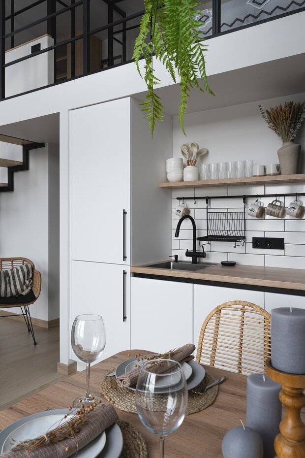 Фотография: Кухня и столовая в стиле Скандинавский, Современный, Эко, Малогабаритная квартира, Квартира, Студия, Проект недели, Санкт-Петербург, Монолитный дом, до 40 метров, Look Like Design, Наталия Лукьянчикова – фото на INMYROOM