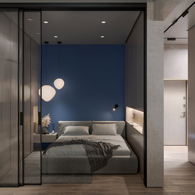Фотография: Спальня в стиле Современный, Минимализм, Малогабаритная квартира, Квартира, Студия, Москва, Хрущевка, Кирпичный дом, до 40 метров, MARI GRI Interiors, Мари Гри – фото на INMYROOM