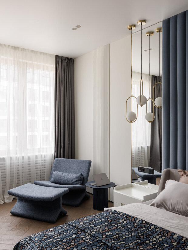 Фотография: Спальня в стиле Современный, Минимализм, Квартира, Проект недели, Санкт-Петербург, 3 комнаты, Более 90 метров, NG-Design, Наталья Пальцева – фото на INMYROOM