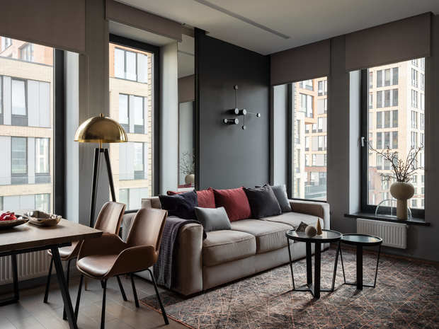 Фотография: Гостиная в стиле Современный, Минимализм, Квартира, Проект недели, Москва, 2 комнаты, 40-60 метров, Анна Смолякова – фото на INMYROOM