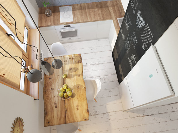 Фотография: Кухня и столовая в стиле Скандинавский, Квартира, Проект недели, Москва, Оксана Цымбалова, П-44, 1 комната, 40-60 метров – фото на INMYROOM