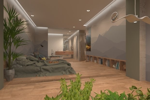 Фотография: Спальня в стиле Минимализм, Квартира, Проект недели, Москва, Эко, Монолитный дом, 2 комнаты, 60-90 метров, Анна Морозова, ЖК «Дыхание» – фото на INMYROOM