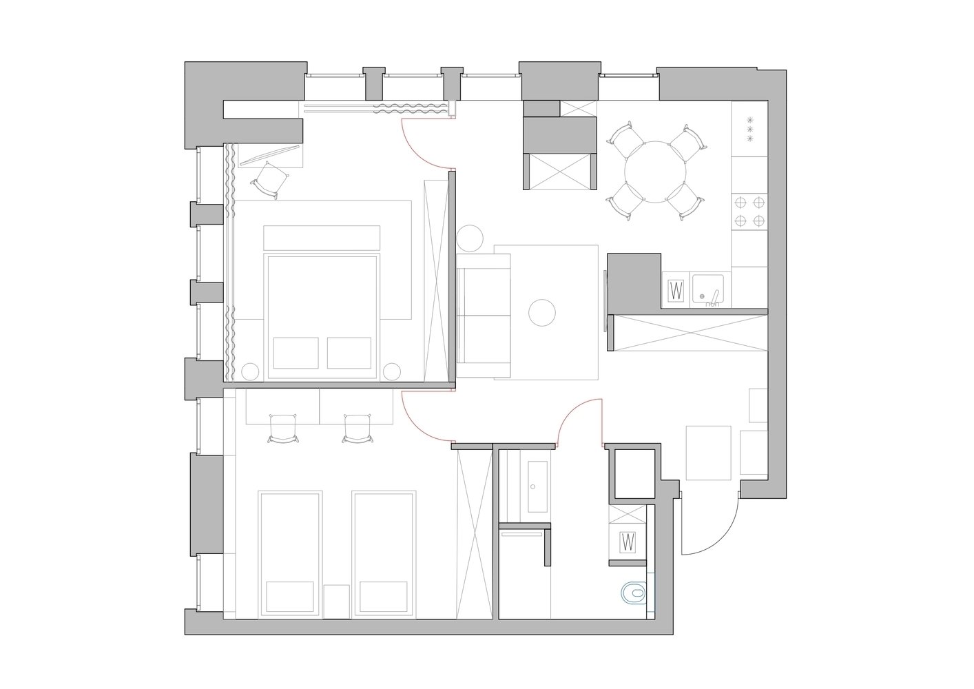 Фотография: Планировки в стиле , Современный, Квартира, Проект недели, Москва, 3 комнаты, 60-90 метров, Андрей Байков, Наталья Самохина – фото на INMYROOM Фотография: Планировки в стиле , Современный, Квартира, Проект недели, Москва, 3 комнаты, 60-90 метров, Андрей Байков, Наталья Самохина – фото на INMYROOM