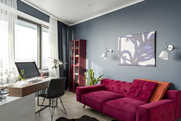 Фотография: Кабинет в стиле Современный, Минимализм, Квартира, Проект недели, Казань, 4 и больше, Более 90 метров, Averinastudio, Ксения Аверина – фото на INMYROOM