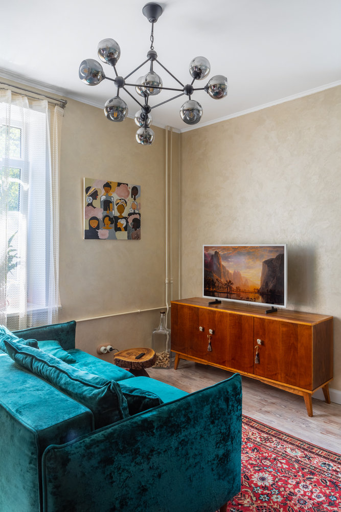 Фотография: Гостиная в стиле Эклектика, Квартира, Проект недели, Видное, Сталинка, 2 комнаты, 40-60 метров – фото на INMYROOM