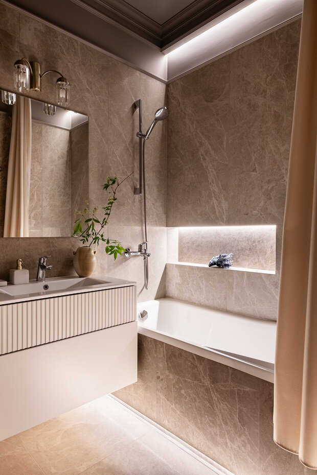 Фотография: Ванная в стиле Современный, Квартира, Проект дня, 2 комнаты, 40-60 метров, Анна Жижайкина, современный с элементами неоклассики – фото на INMYROOM