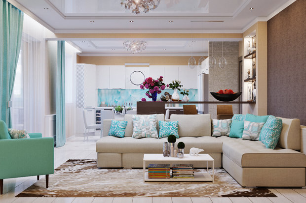 Фото из портфолио Пляжный стиль для кухни гостиной – фотографии дизайна интерьеров на INMYROOM