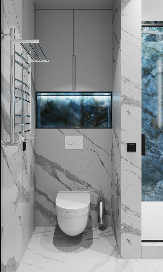 Визуализация интерьера ванной комнаты в стиле минимализм